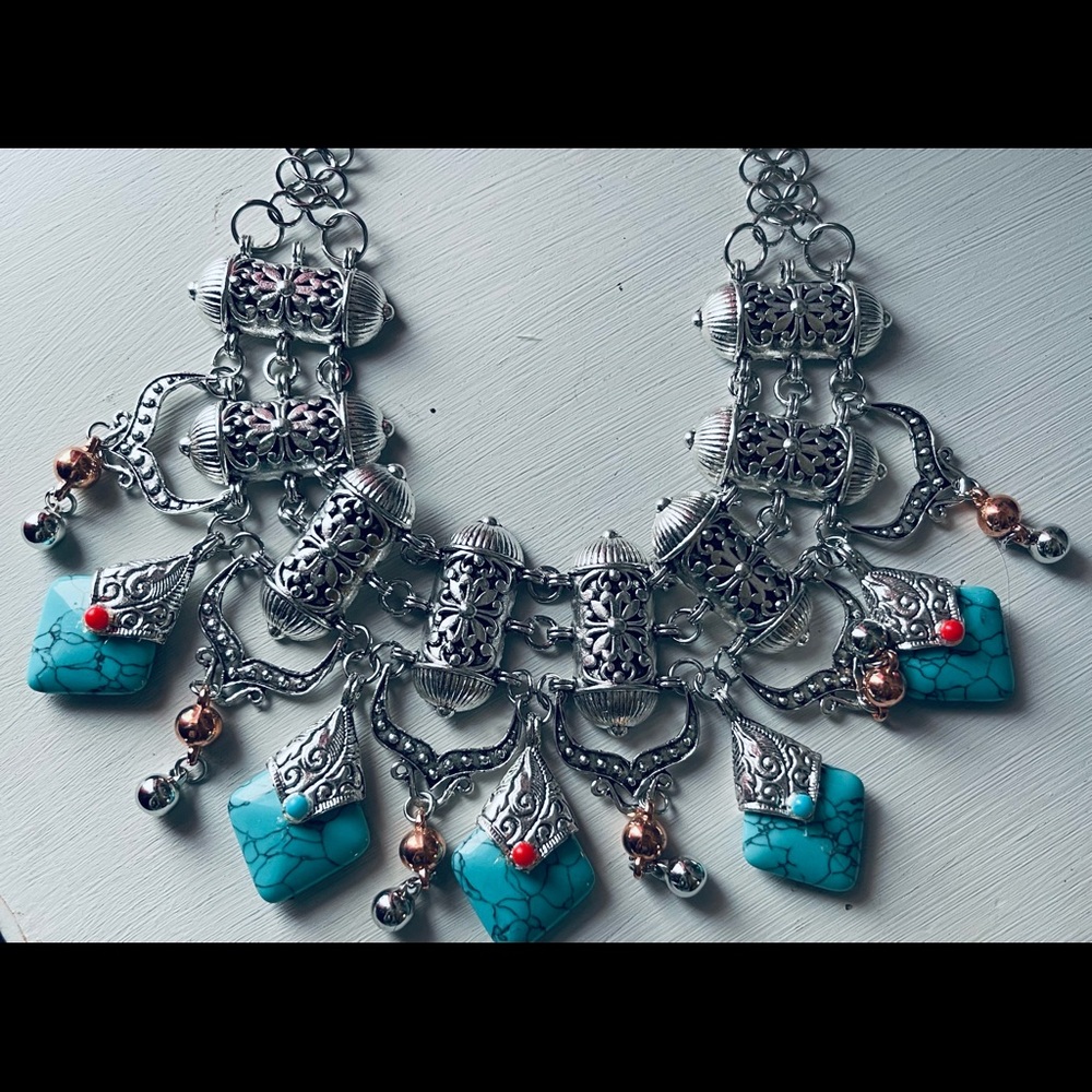 Chain and blue stone necklace